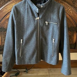 Grey wool jacket with zippers